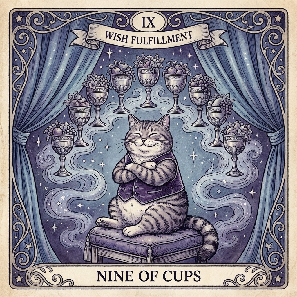 Nine of Milk Bowls (Nine of Cups) tarot card